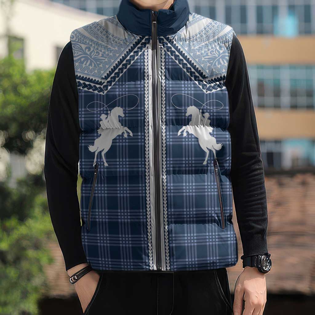 Aloha Hawaii Cowboys Paniolo Sleeveless Puffer Jacket Navy Blue Palaka LT7 - Polynesian Pride