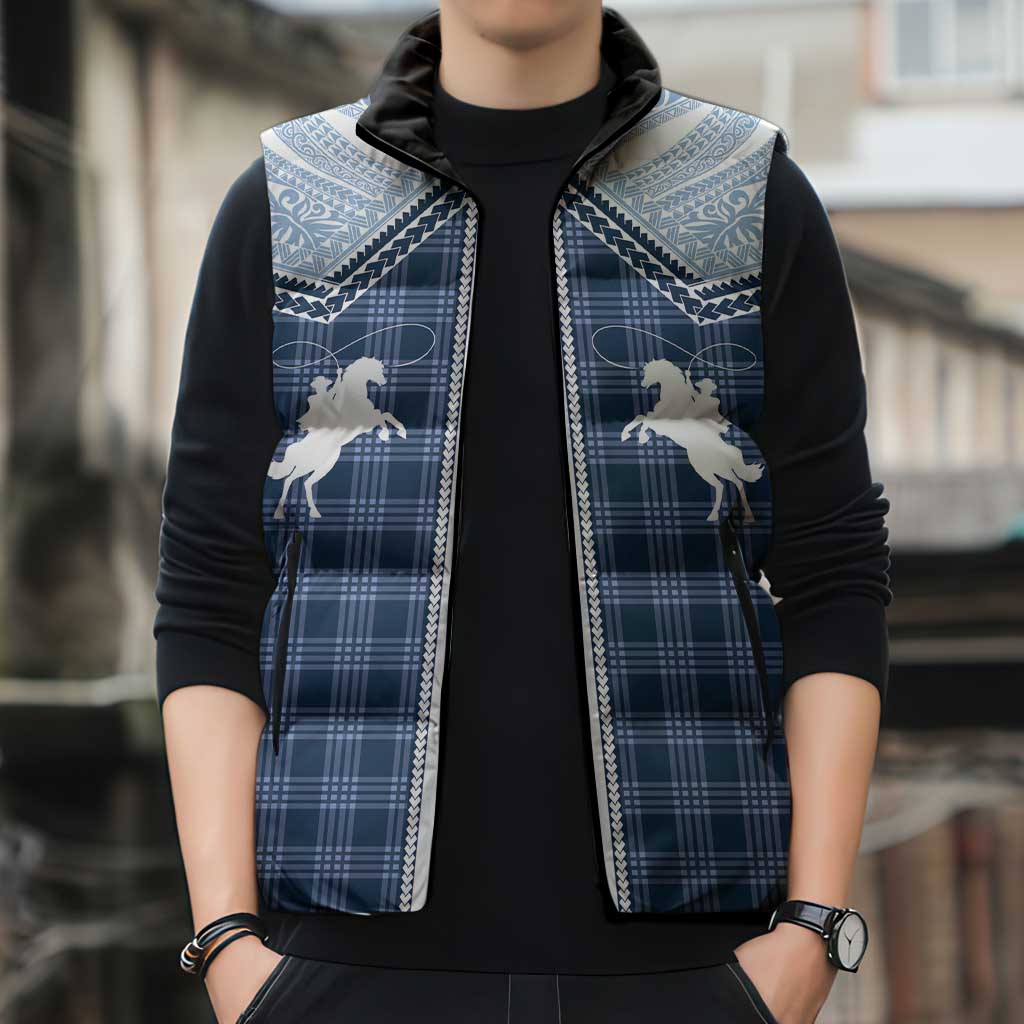 Aloha Hawaii Cowboys Paniolo Sleeveless Puffer Jacket Navy Blue Palaka LT7 - Polynesian Pride