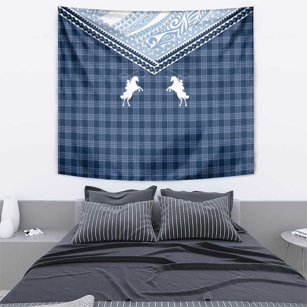 Aloha Hawaii Cowboys Paniolo Tapestry Navy Blue Palaka - Polynesian Pride