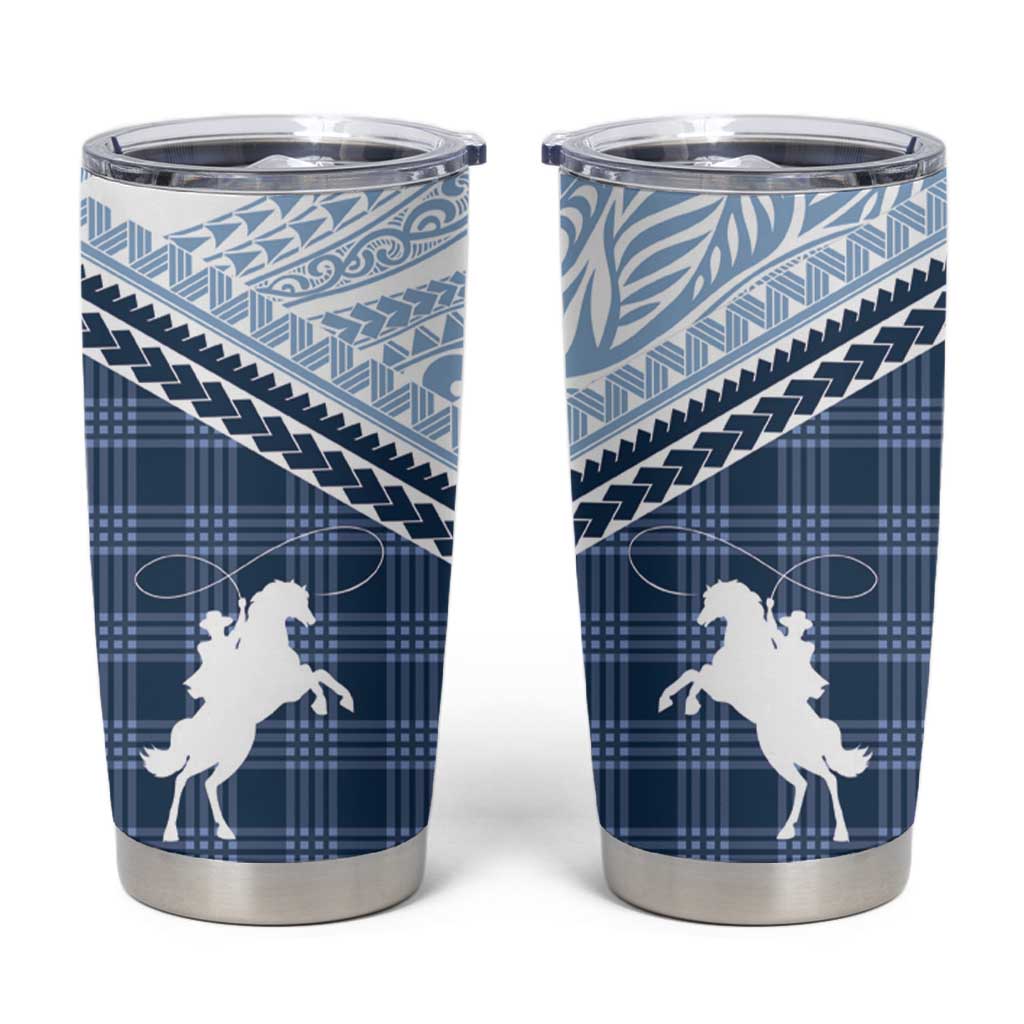 Aloha Hawaii Cowboys Paniolo Tumbler Cup Navy Blue Palaka - Polynesian Pride