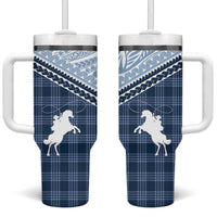 Aloha Hawaii Cowboys Paniolo Tumbler With Handle Navy Blue Palaka - Polynesian Pride