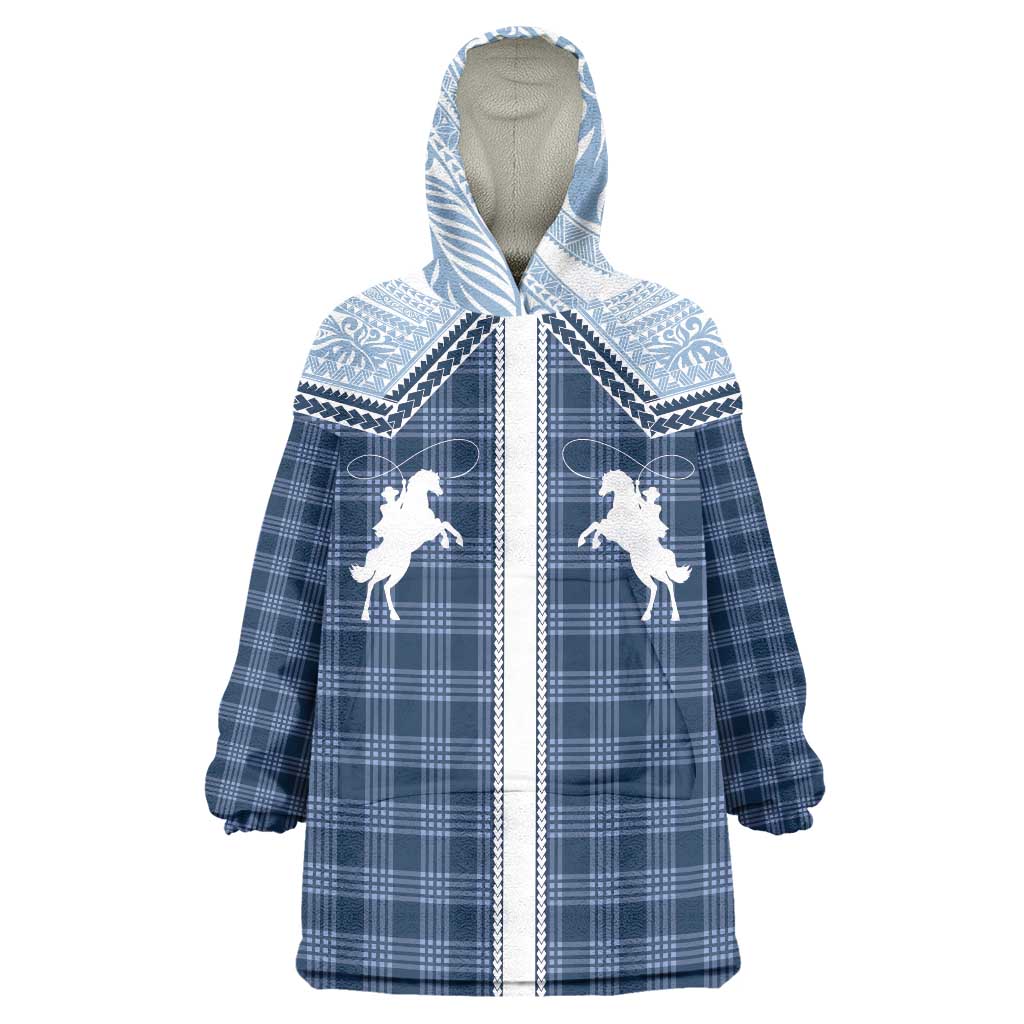 Aloha Hawaii Cowboys Paniolo Wearable Blanket Hoodie Navy Blue Palaka LT7 One Size Navy - Polynesian Pride
