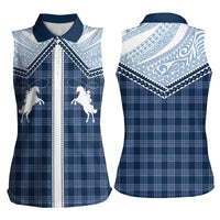 Aloha Hawaii Cowboys Paniolo Women Sleeveless Polo Shirt Navy Blue Palaka LT7 - Polynesian Pride