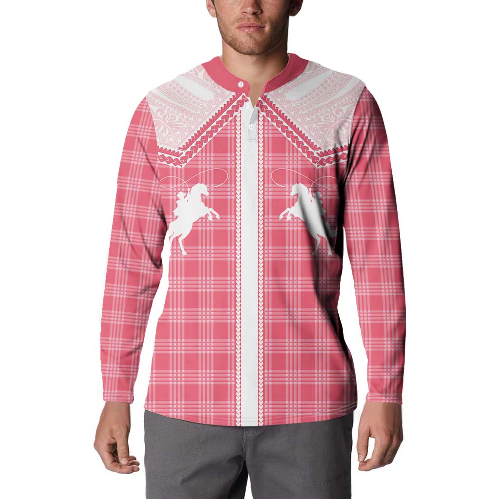 Aloha Hawaii Cowboys Paniolo Button Sweatshirt Rose Palaka - Polynesian Pride