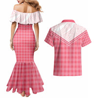 Aloha Hawaii Cowboys Paniolo Couples Matching Mermaid Dress and Hawaiian Shirt Rose Palaka - Polynesian Pride