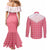 Aloha Hawaii Cowboys Paniolo Couples Matching Mermaid Dress and Long Sleeve Button Shirt Rose Palaka - Polynesian Pride