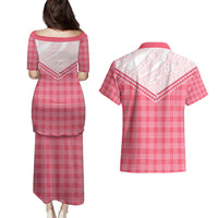 Aloha Hawaii Cowboys Paniolo Couples Matching Puletasi and Hawaiian Shirt Rose Palaka - Polynesian Pride