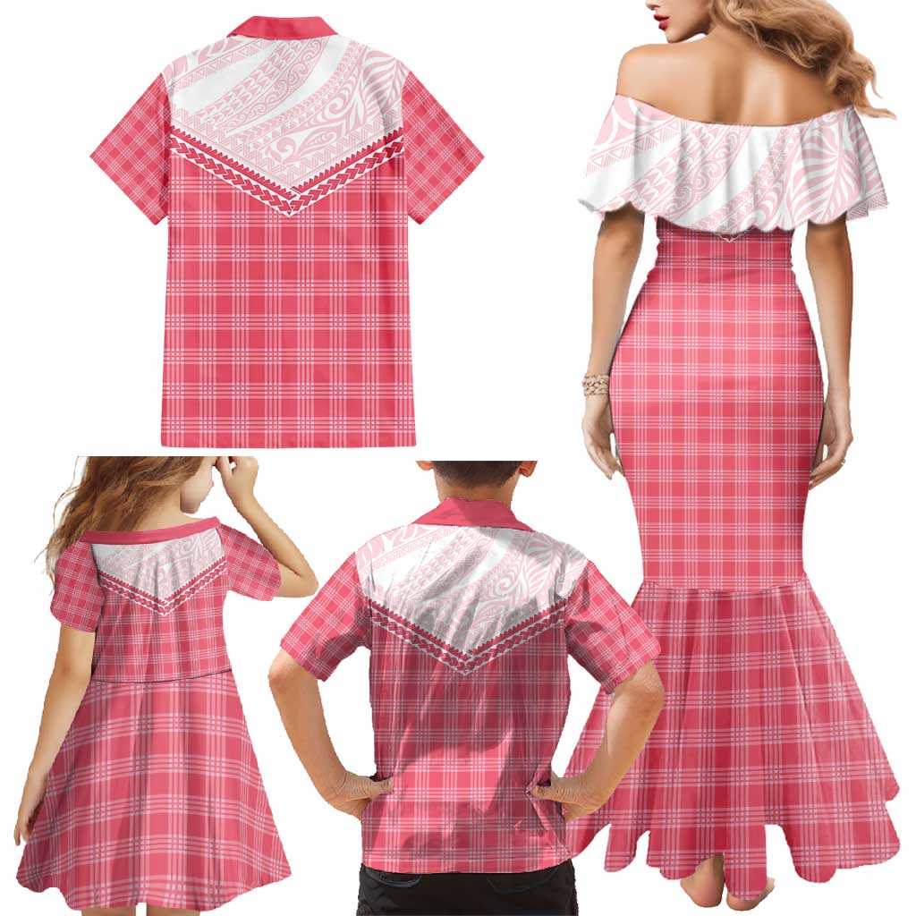 Aloha Hawaii Cowboys Paniolo Family Matching Mermaid Dress and Hawaiian Shirt Rose Palaka - Polynesian Pride