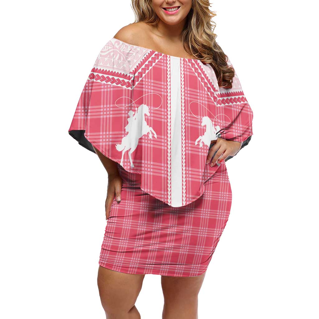 Aloha Hawaii Cowboys Paniolo Family Matching Off Shoulder Short Dress and Hawaiian Shirt Rose Palaka - Polynesian Pride