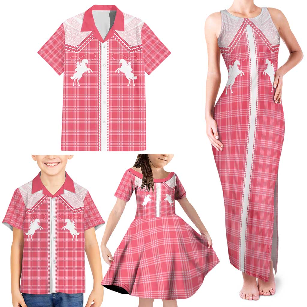 Aloha Hawaii Cowboys Paniolo Family Matching Tank Maxi Dress and Hawaiian Shirt Rose Palaka - Polynesian Pride
