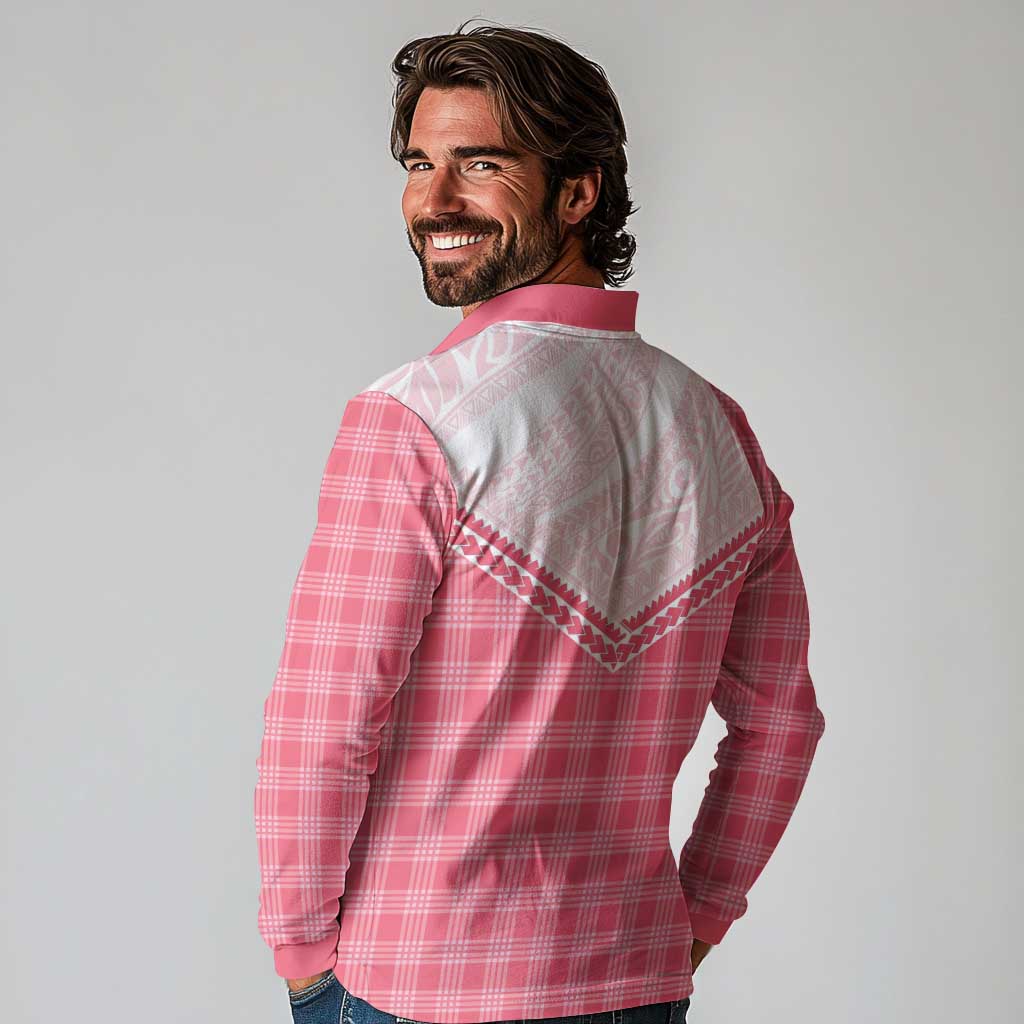 Aloha Hawaii Cowboys Paniolo Long Sleeve Polo Shirt Rose Palaka - Polynesian Pride