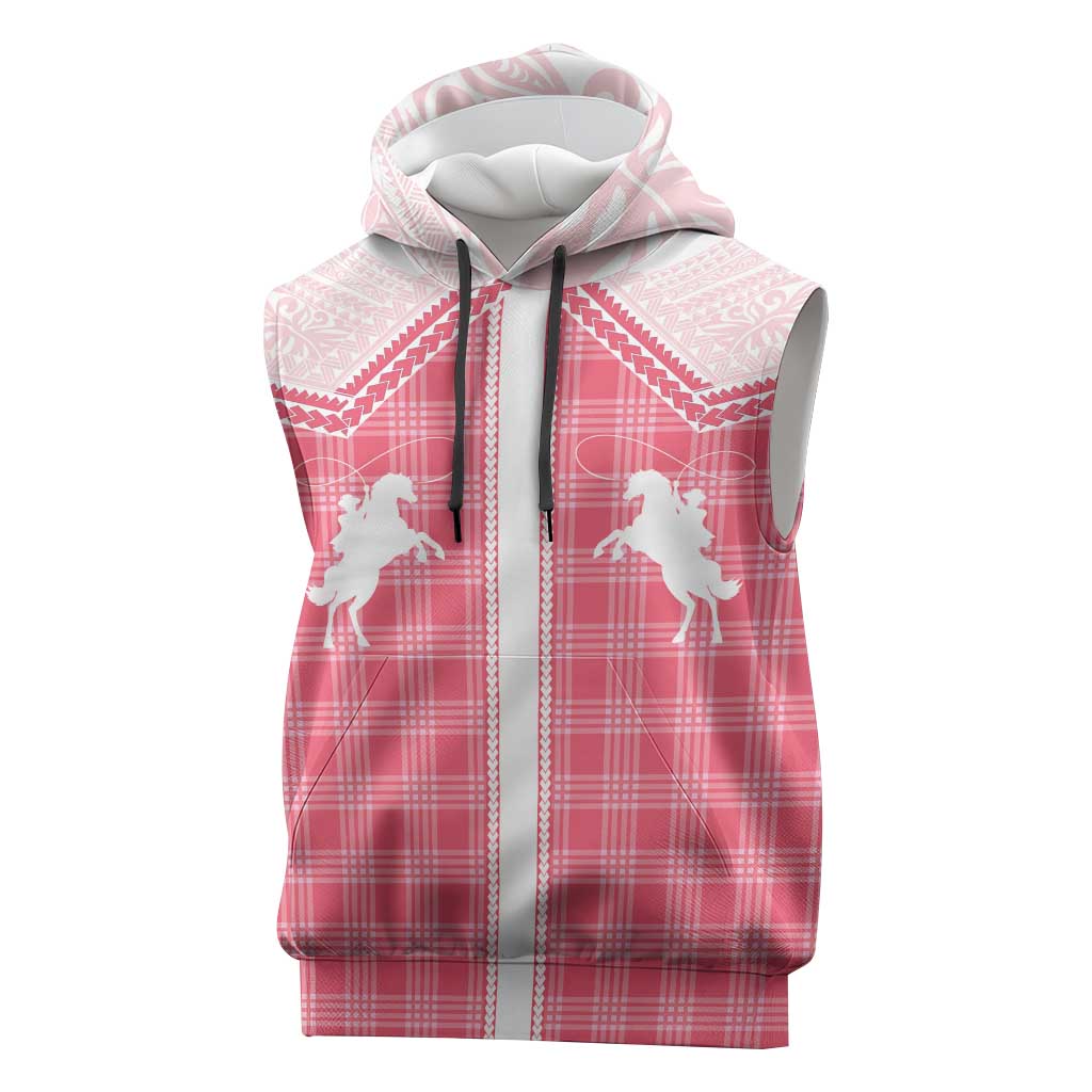 Aloha Hawaii Cowboys Paniolo Sleeveless Hoodie Rose Palaka LT7 Pink - Polynesian Pride