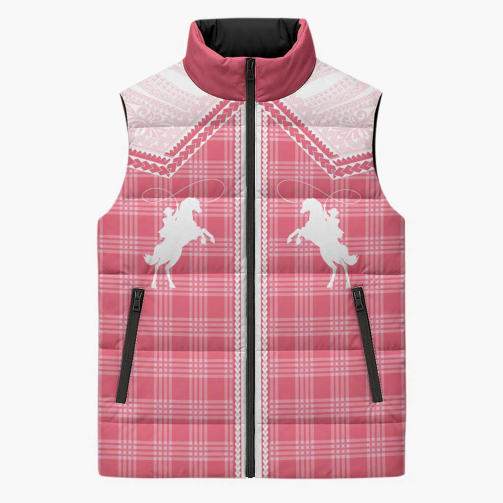 Aloha Hawaii Cowboys Paniolo Sleeveless Puffer Jacket Rose Palaka LT7 Unisex Pink - Polynesian Pride