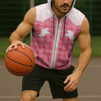 Aloha Hawaii Cowboys Paniolo Sleeveless Zip Hoodie Rose Palaka - Polynesian Pride