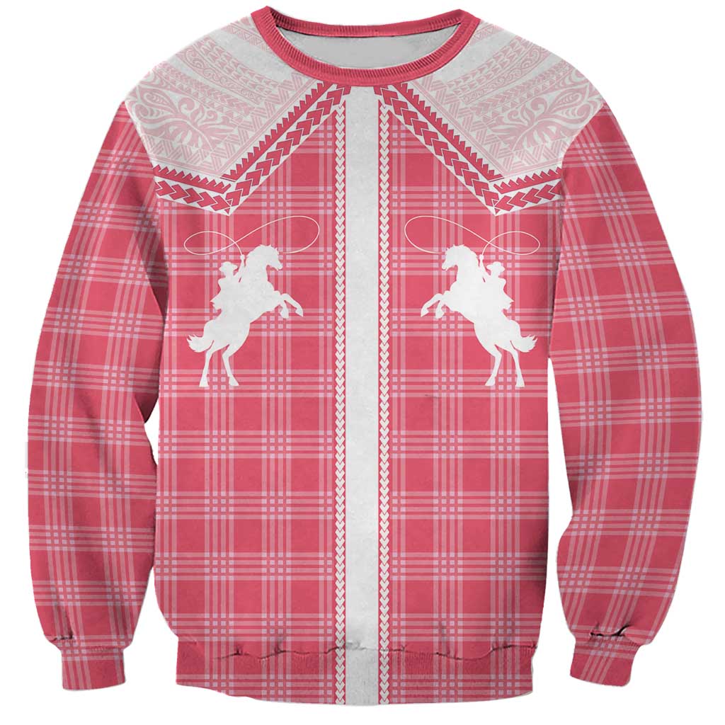 Aloha Hawaii Cowboys Paniolo Sweatshirt Rose Palaka LT7 Unisex Pink - Polynesian Pride