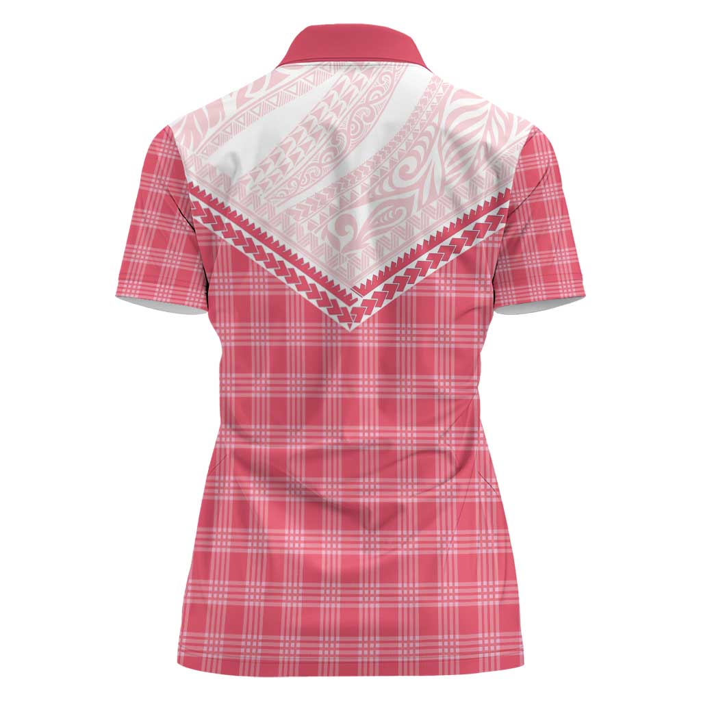 Aloha Hawaii Cowboys Paniolo Women Polo Shirt Rose Palaka - Polynesian Pride