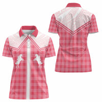 Aloha Hawaii Cowboys Paniolo Women Polo Shirt Rose Palaka - Polynesian Pride