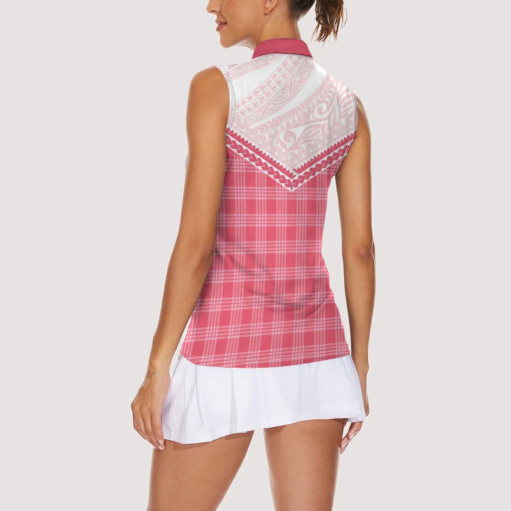 Aloha Hawaii Cowboys Paniolo Women Sleeveless Polo Shirt Rose Palaka LT7 - Polynesian Pride