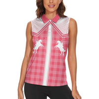 Aloha Hawaii Cowboys Paniolo Women Sleeveless Polo Shirt Rose Palaka LT7 - Polynesian Pride