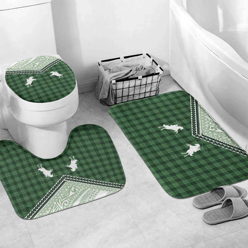 Aloha Hawaii Cowboys Paniolo Bathroom Set Forest Green Palaka - Polynesian Pride