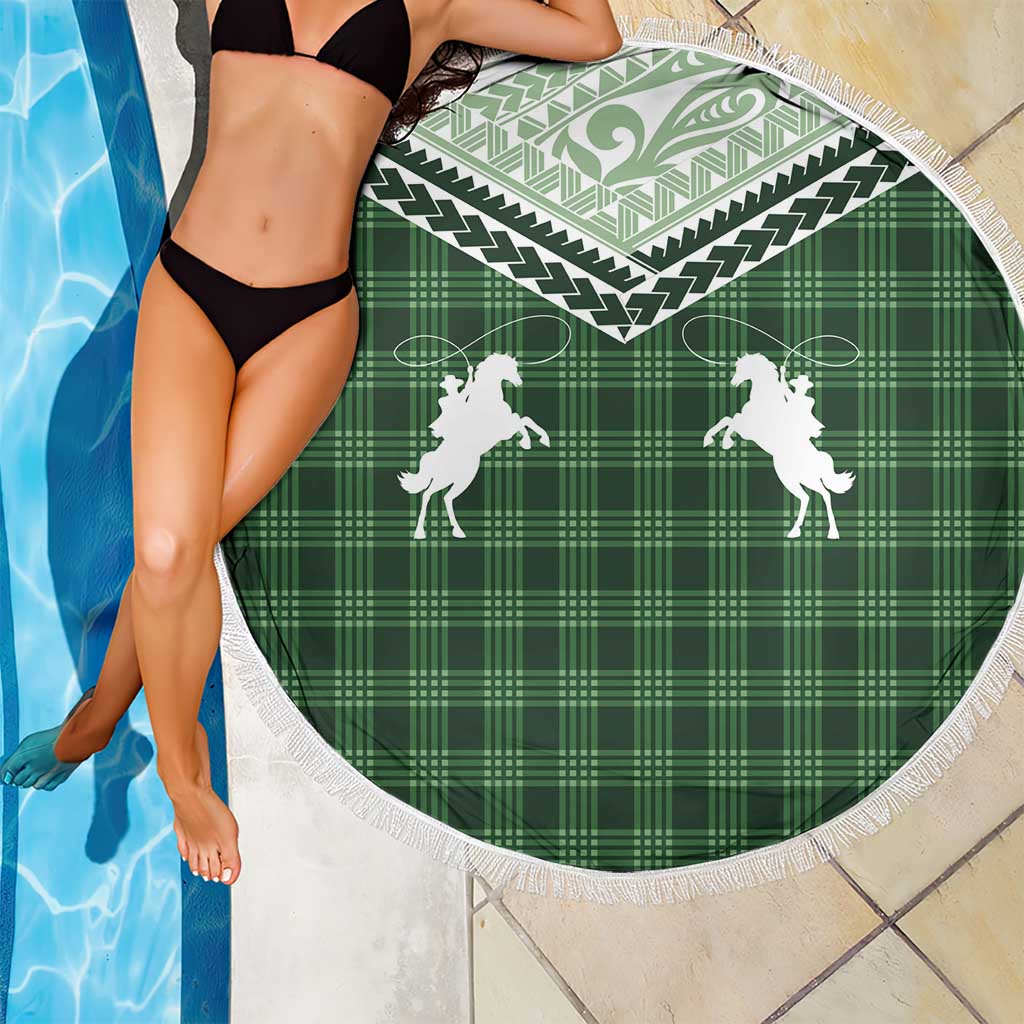 Aloha Hawaii Cowboys Paniolo Beach Blanket Forest Green Palaka - Polynesian Pride