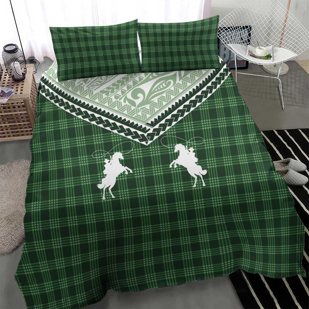 Aloha Hawaii Cowboys Paniolo Bedding Set Forest Green Palaka - Polynesian Pride