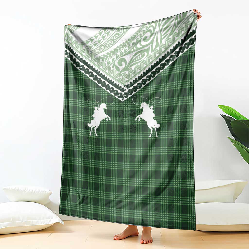 Aloha Hawaii Cowboys Paniolo Blanket Forest Green Palaka - Polynesian Pride