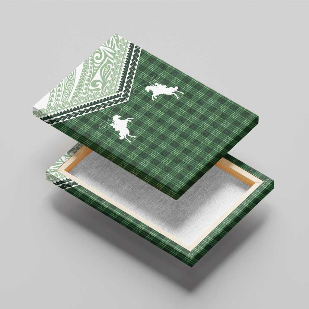 Aloha Hawaii Cowboys Paniolo Canvas Wall Art Forest Green Palaka - Polynesian Pride