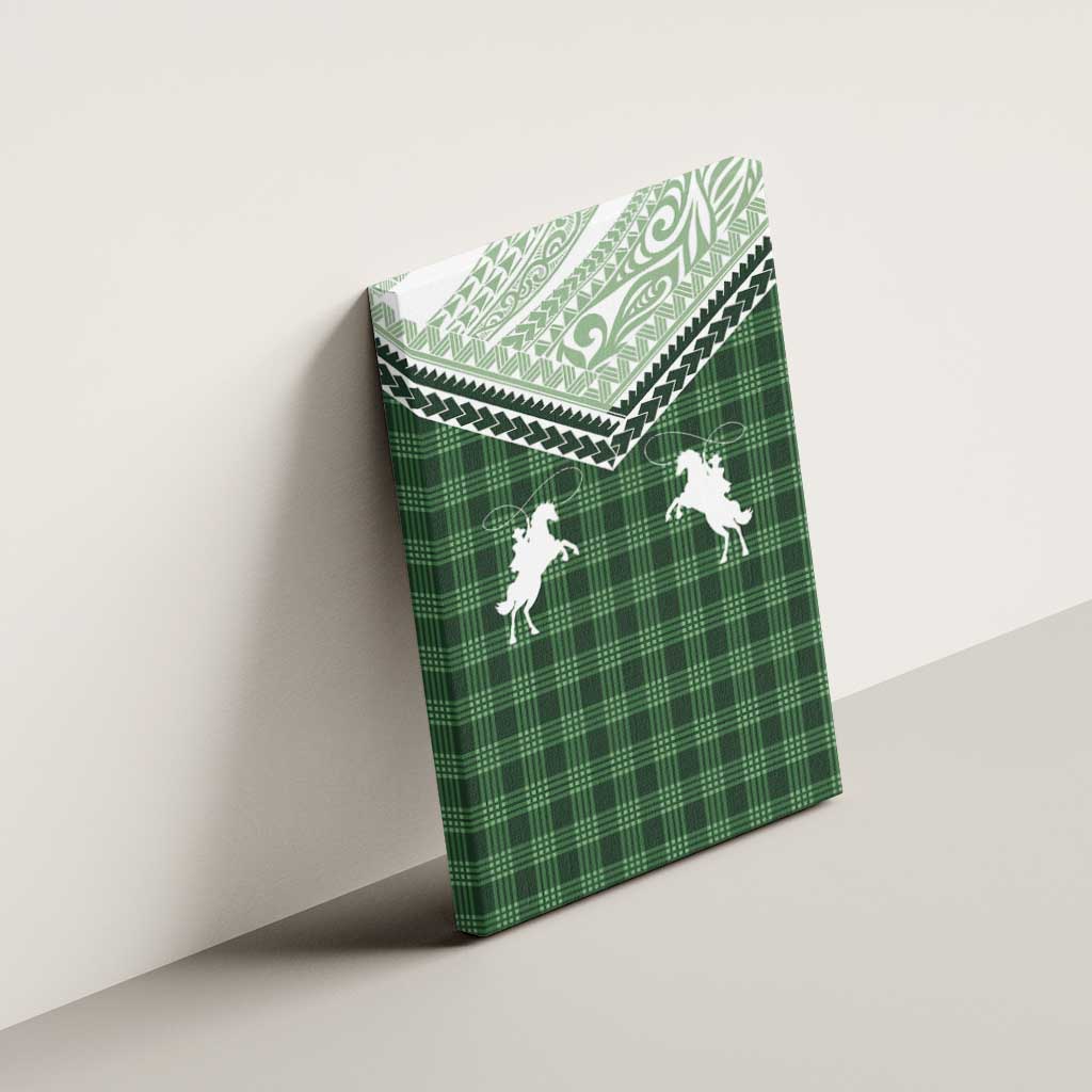 Aloha Hawaii Cowboys Paniolo Canvas Wall Art Forest Green Palaka - Polynesian Pride