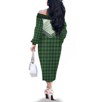 Aloha Hawaii Cowboys Paniolo Family Matching Off The Shoulder Long Sleeve Dress and Hawaiian Shirt Forest Green Palaka - Polynesian Pride