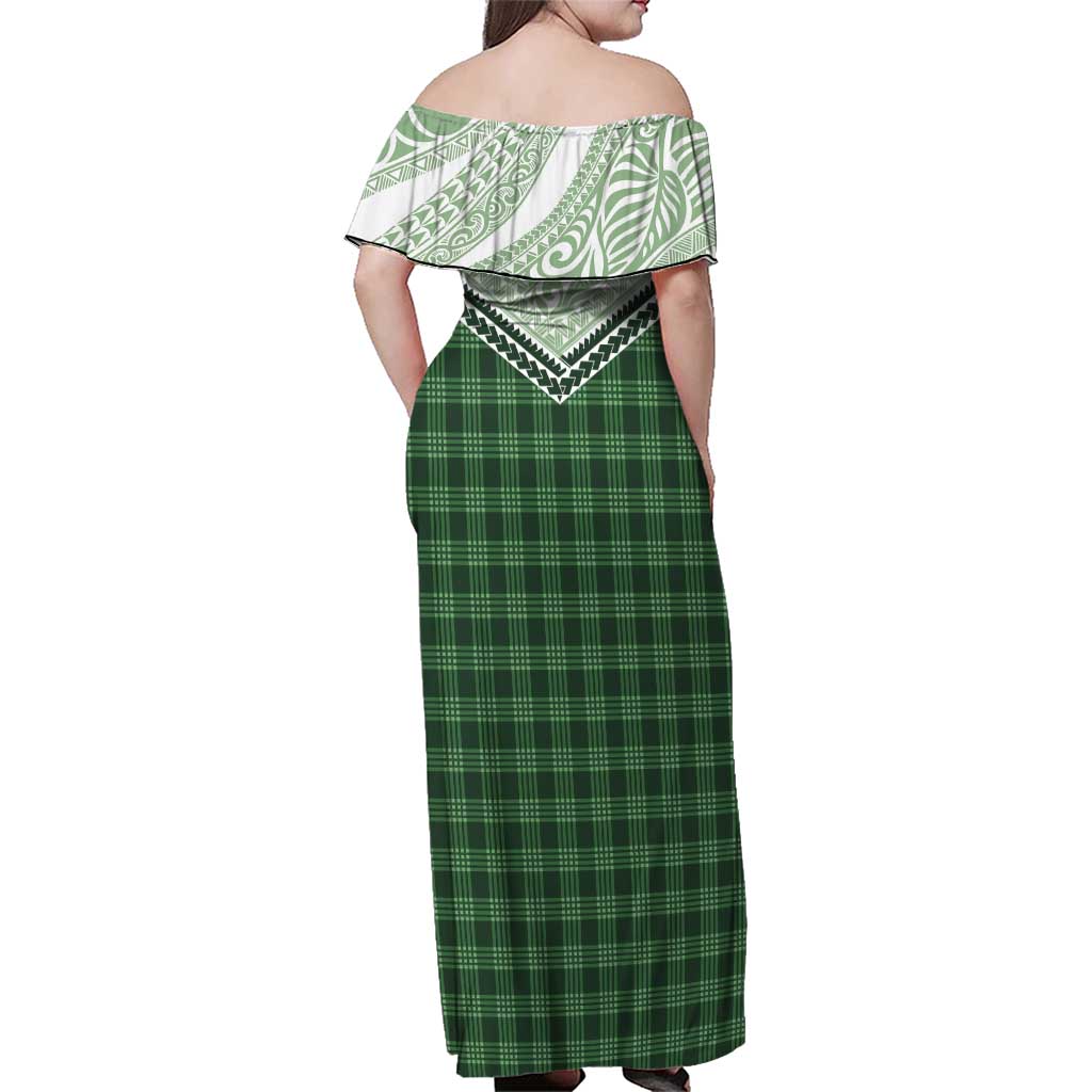 Aloha Hawaii Cowboys Paniolo Family Matching Off Shoulder Maxi Dress and Hawaiian Shirt Forest Green Palaka - Polynesian Pride