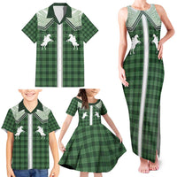 Aloha Hawaii Cowboys Paniolo Family Matching Tank Maxi Dress and Hawaiian Shirt Forest Green Palaka - Polynesian Pride