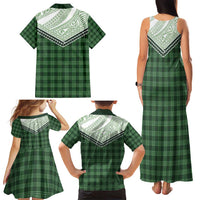 Aloha Hawaii Cowboys Paniolo Family Matching Tank Maxi Dress and Hawaiian Shirt Forest Green Palaka - Polynesian Pride