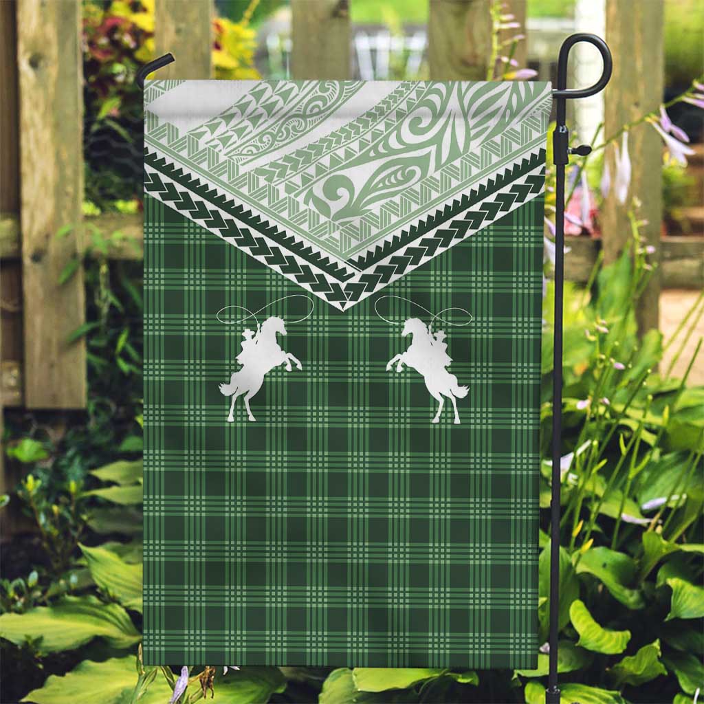 Aloha Hawaii Cowboys Paniolo Garden Flag Forest Green Palaka - Polynesian Pride