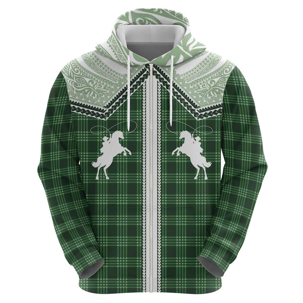 Aloha Hawaii Cowboys Paniolo Hoodie Forest Green Palaka - Polynesian Pride