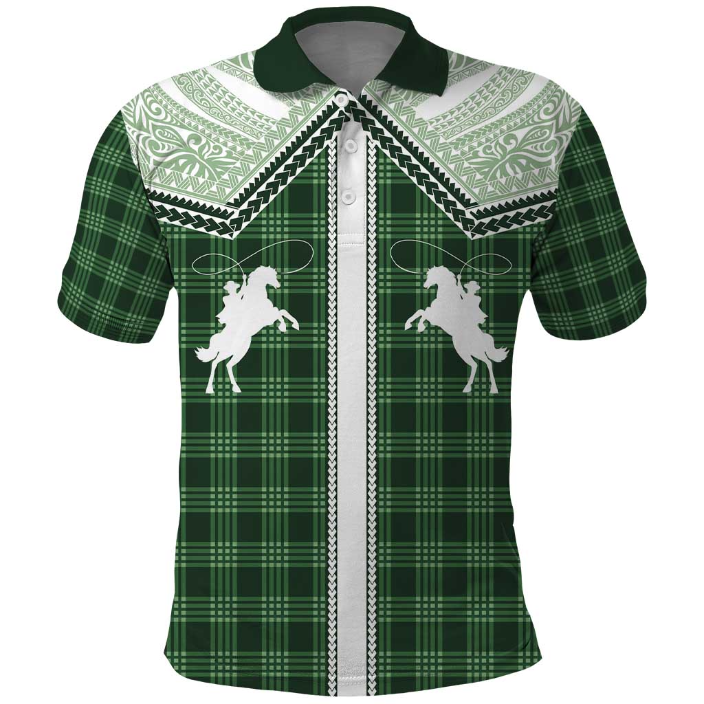 Aloha Hawaii Cowboys Paniolo Polo Shirt Forest Green Palaka - Polynesian Pride