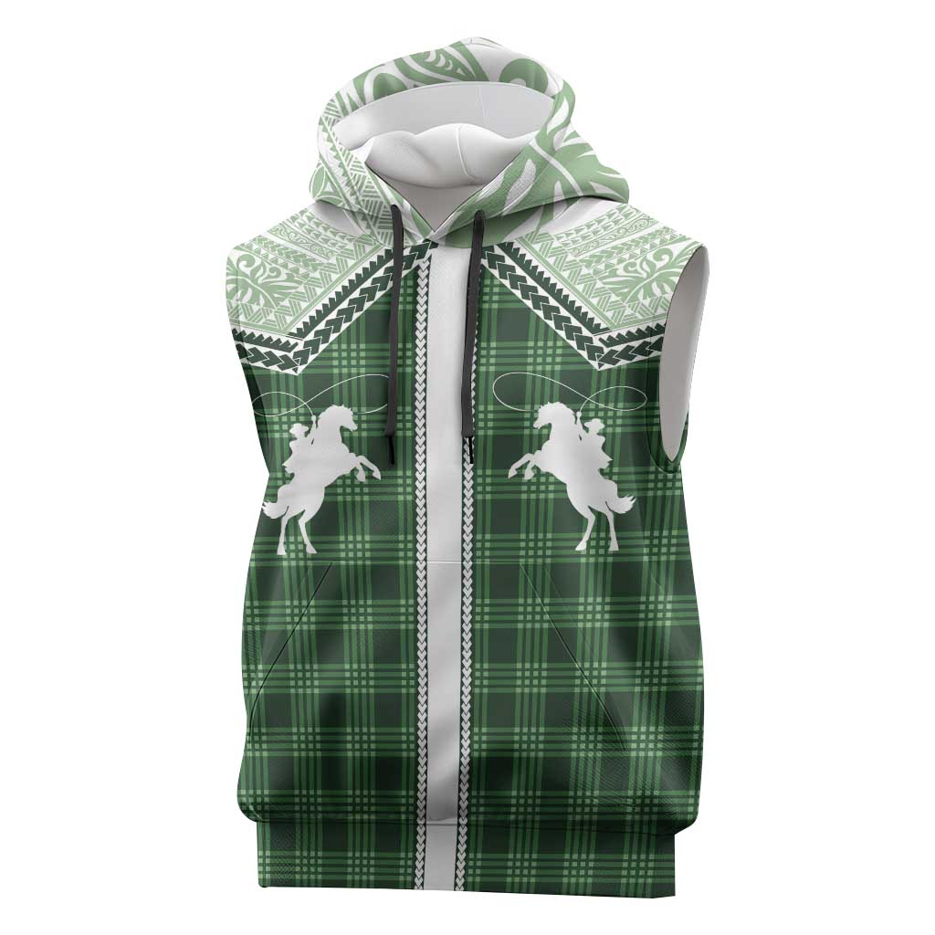 Aloha Hawaii Cowboys Paniolo Sleeveless Hoodie Forest Green Palaka LT7 Dark Green - Polynesian Pride