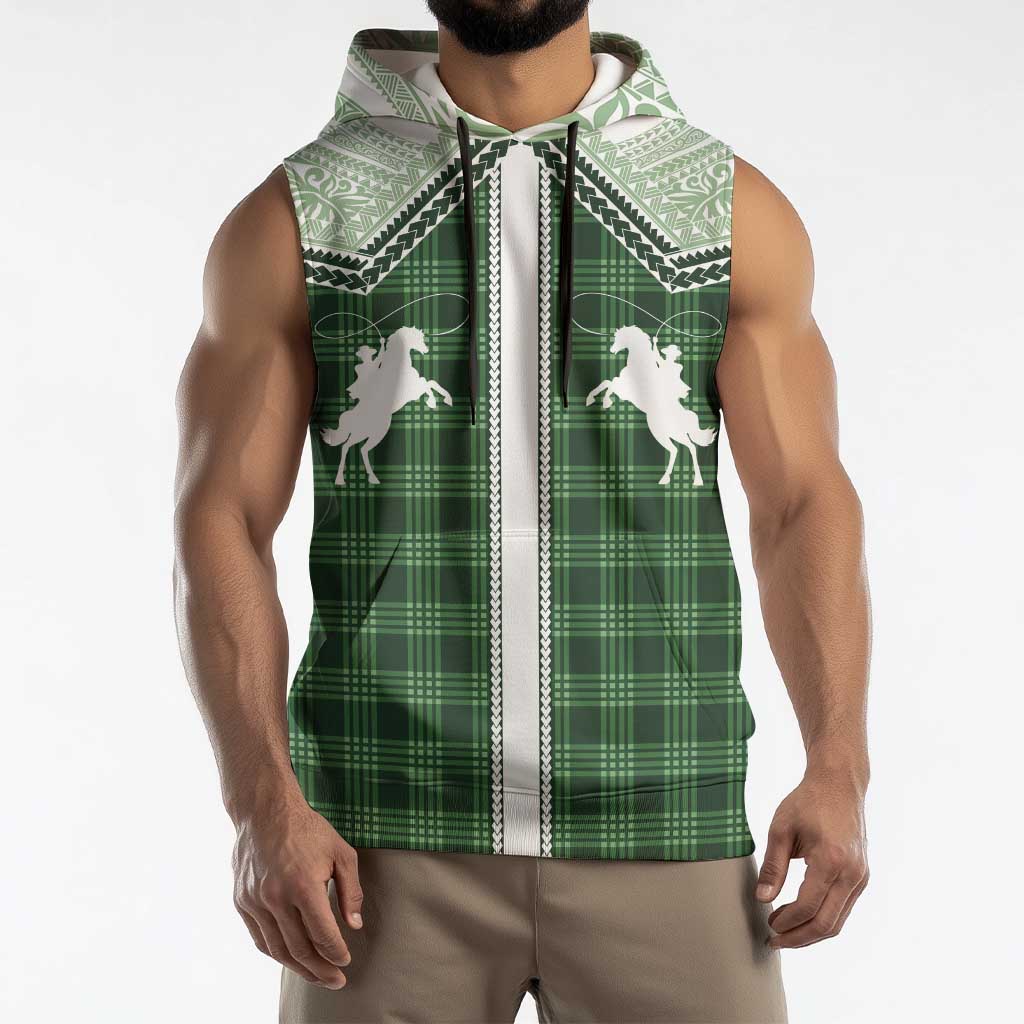 Aloha Hawaii Cowboys Paniolo Sleeveless Hoodie Forest Green Palaka LT7 - Polynesian Pride
