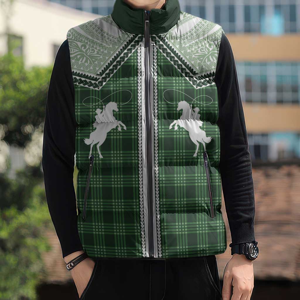 Aloha Hawaii Cowboys Paniolo Sleeveless Puffer Jacket Forest Green Palaka LT7 - Polynesian Pride