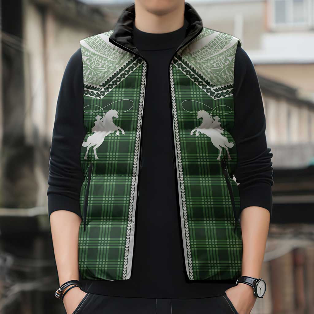 Aloha Hawaii Cowboys Paniolo Sleeveless Puffer Jacket Forest Green Palaka LT7 - Polynesian Pride