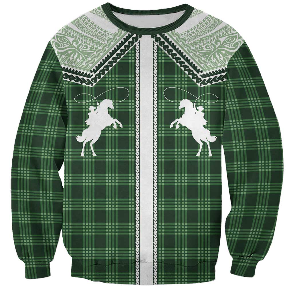 Aloha Hawaii Cowboys Paniolo Sweatshirt Forest Green Palaka LT7 Unisex Dark Green - Polynesian Pride