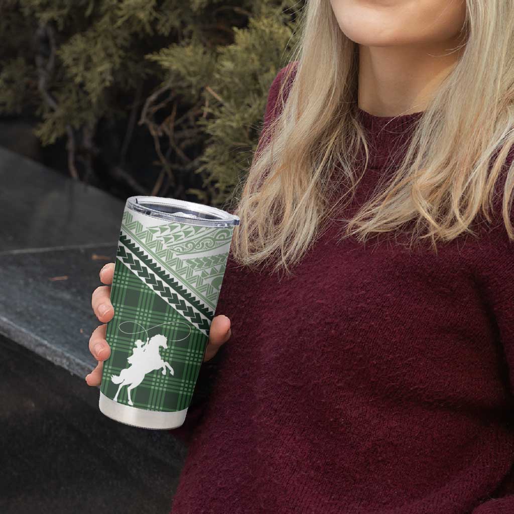 Aloha Hawaii Cowboys Paniolo Tumbler Cup Forest Green Palaka - Polynesian Pride