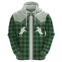 Aloha Hawaii Cowboys Paniolo Zip Hoodie Forest Green Palaka - Polynesian Pride