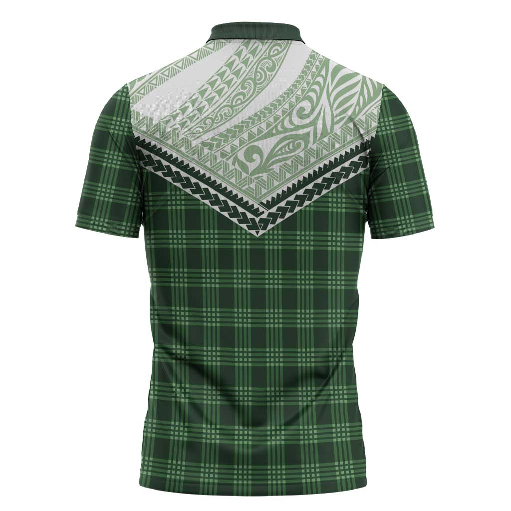 Aloha Hawaii Cowboys Paniolo Zipper Polo Shirt Forest Green Palaka LT7 - Polynesian Pride