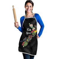 Kia Ora New Zealand Floral Apron Black LT7 - Polynesian Pride
