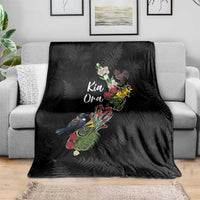 Kia Ora New Zealand Floral Blanket Black - Polynesian Pride