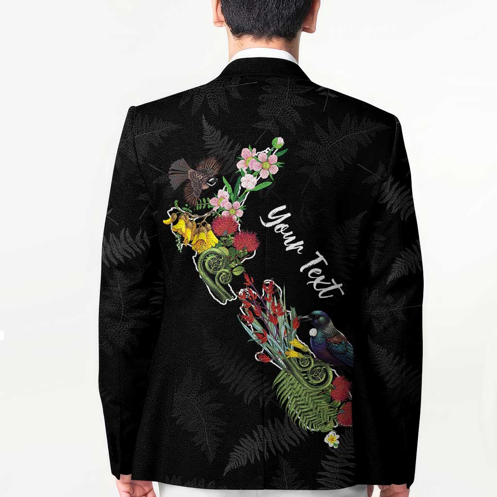 Kia Ora New Zealand Floral Personalized Blazer Black - Polynesian Pride