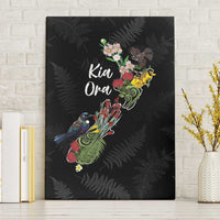 Kia Ora New Zealand Floral Canvas Wall Art Black LT7 Without Frame Black - Polynesian Pride