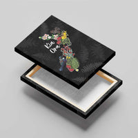 Kia Ora New Zealand Floral Canvas Wall Art Black LT7 - Polynesian Pride