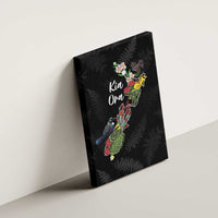 Kia Ora New Zealand Floral Canvas Wall Art Black LT7 - Polynesian Pride